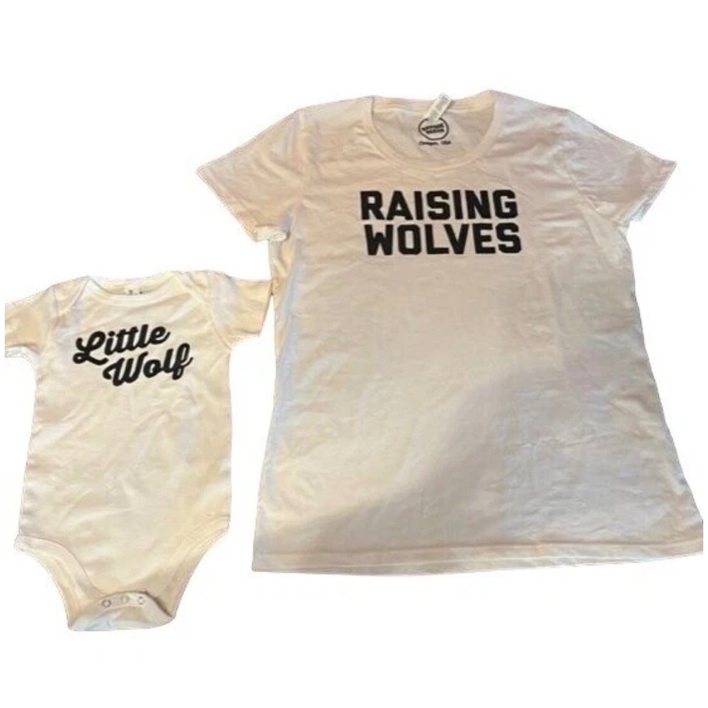 Savage Seeds Raising Wolves Mommy and Me Matching Set Mom L Baby 3-6M Organic